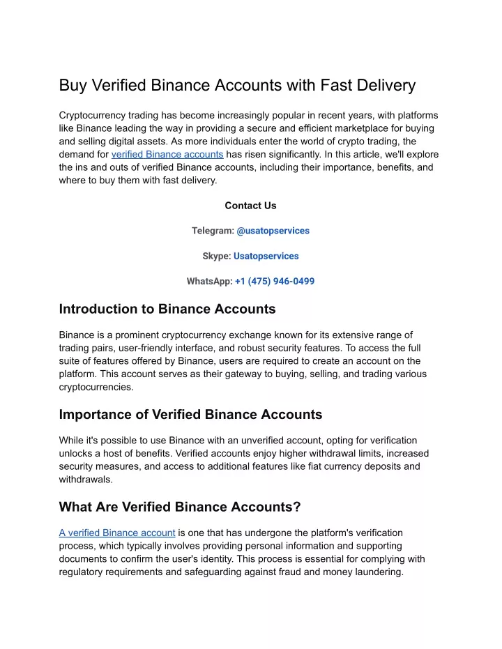 buy verified binance accounts with fast delivery