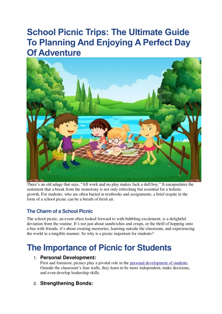 school picnic trips the ultimate guide