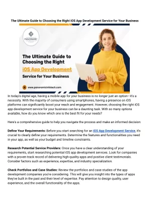 The Ultimate Guide to Choosing the Right iOS App Development Service for Your Business