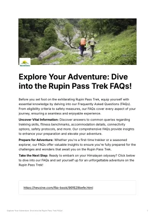 Explore Your Adventure Dive into the Rupin Pass Trek FAQs!