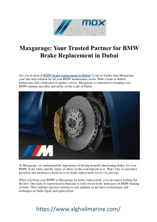 Precision Brake Replacement for Your BMW in Dubai
