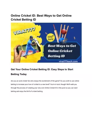 Online Cricket ID_ Best Ways to Get Online Cricket Betting ID