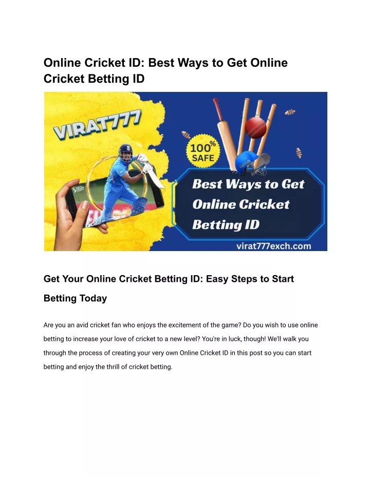 online cricket id best ways to get online cricket