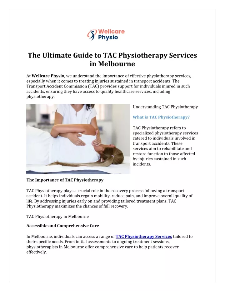 the ultimate guide to tac physiotherapy services