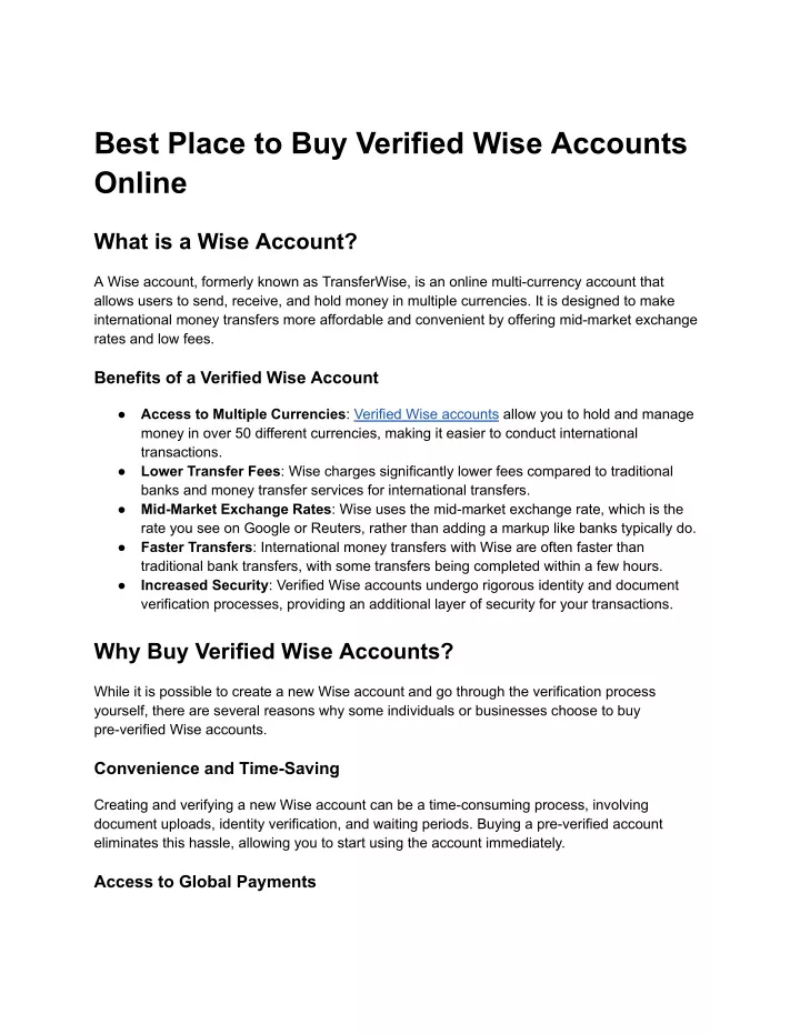 best place to buy verified wise accounts online