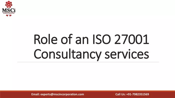 role of an iso 27001 consultancy services