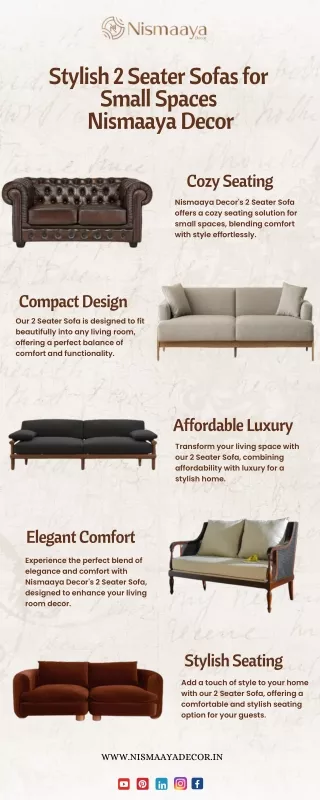 Stylish 2 Seater Sofas for Small Spaces - Nismaaya Decor