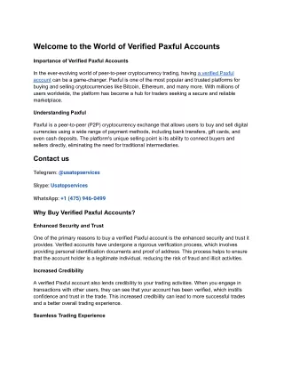 Welcome to the World of Verified Paxful Accounts