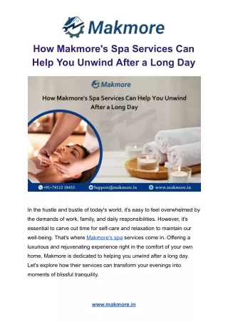 How Makmore's Spa Services Can Help You Unwind After a Long Day