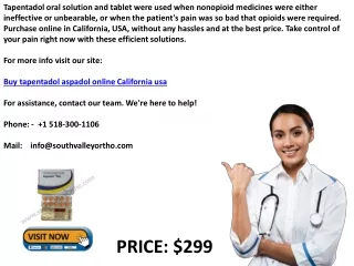 Buy Tapentadol (Aspadol) Online At Lowest Price