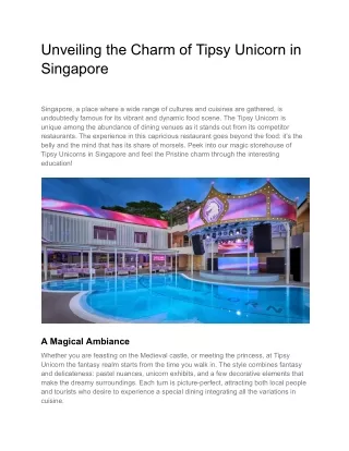 Unveiling the Charm of Tipsy Unicorn in Singapore