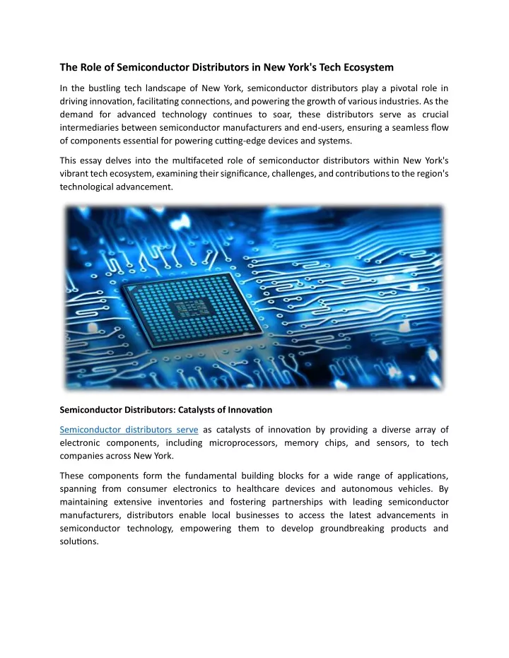 the role of semiconductor distributors