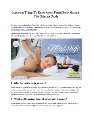Partial Mobile Body Massage Suffolk, Reynoldsburg - hmassage