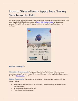 How to Apply Turkey Visa from UAE Stress-Free
