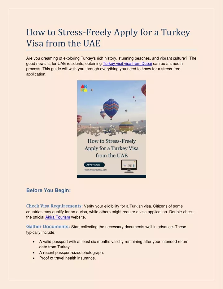 how to stress freely apply for a turkey visa from