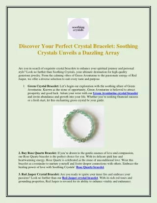 Discover Your Perfect Crystal Bracelet Soothing Crystals Unveils a Dazzling Array