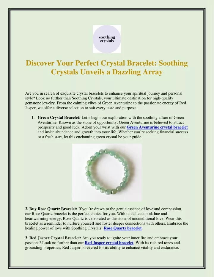 discover your perfect crystal bracelet soothing