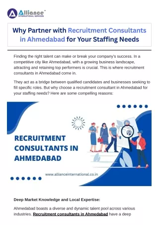Why Partner with Recruitment Consultants in Ahmedabad for Your Staffing Needs