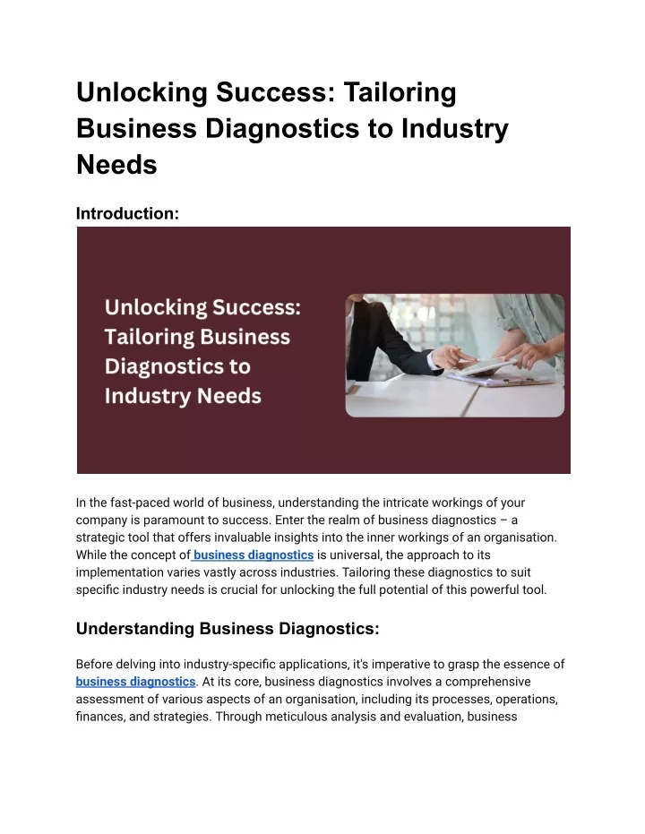 unlocking success tailoring business diagnostics