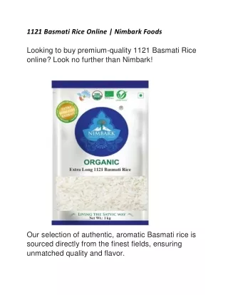 1121 Basmati Rice Online | Nimbark Foods