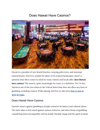 Does Hawaii Have Casinos