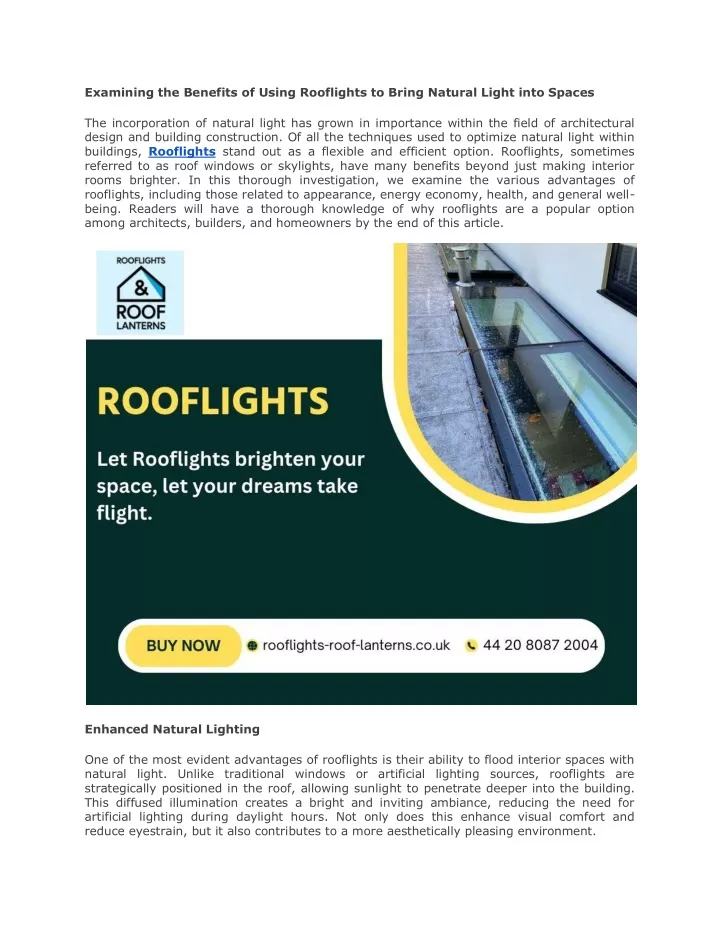 examining the benefits of using rooflights