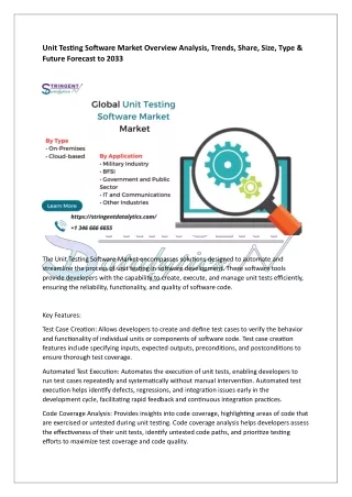 unit testing software market overview analysis