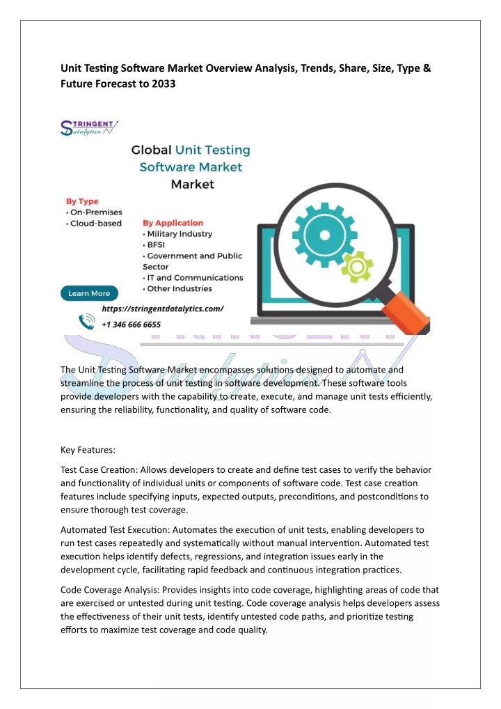 unit testing software market overview analysis
