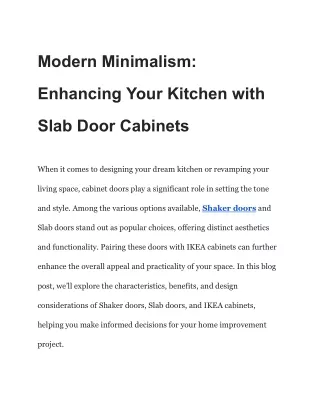 Modern Minimalism_ Enhancing Your Kitchen with Slab Door Cabinets