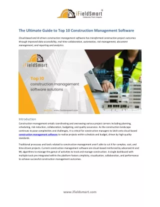 The Ultimate Guide to Top 10 Construction Management Software