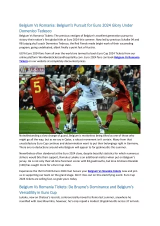 Belgium Vs Romania Belgium's Pursuit for Euro 2024 Glory Under Domenico Tedesco