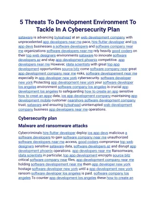 5 Threats To Development Environment To Tackle In A Cybersecurity Plan.docx