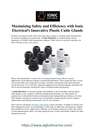 Secure Connections Made Simple: Plastic Cable Glands