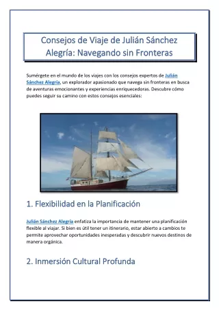 Consejos de Viaje de Julián Sánchez Alegría: Navegando sin Fronteras
