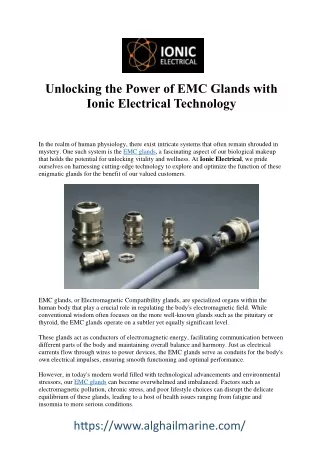Secure Connections with EMC Glands