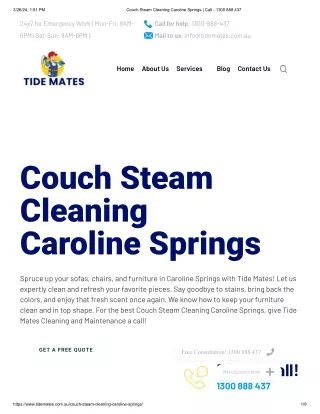 Couch Steam Cleaning Caroline Spring | Tide Mates