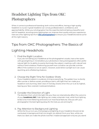 Headshot Lighting Tips from OKC Photographers