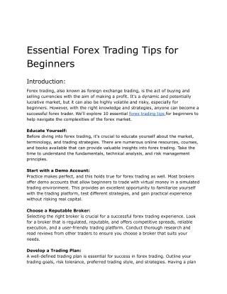 Essential Forex Trading Tips for Beginners- Forexopher