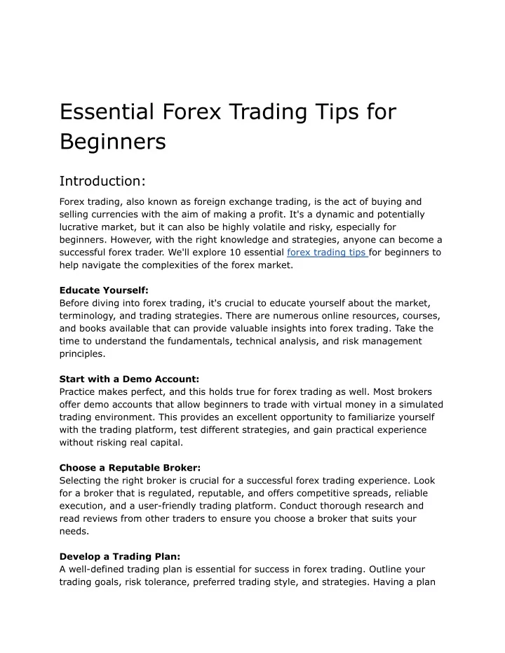 essential forex trading tips for beginners