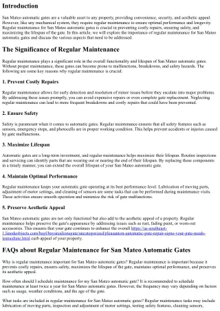 The Importance of Regular Maintenance for San Mateo Automatic Gates