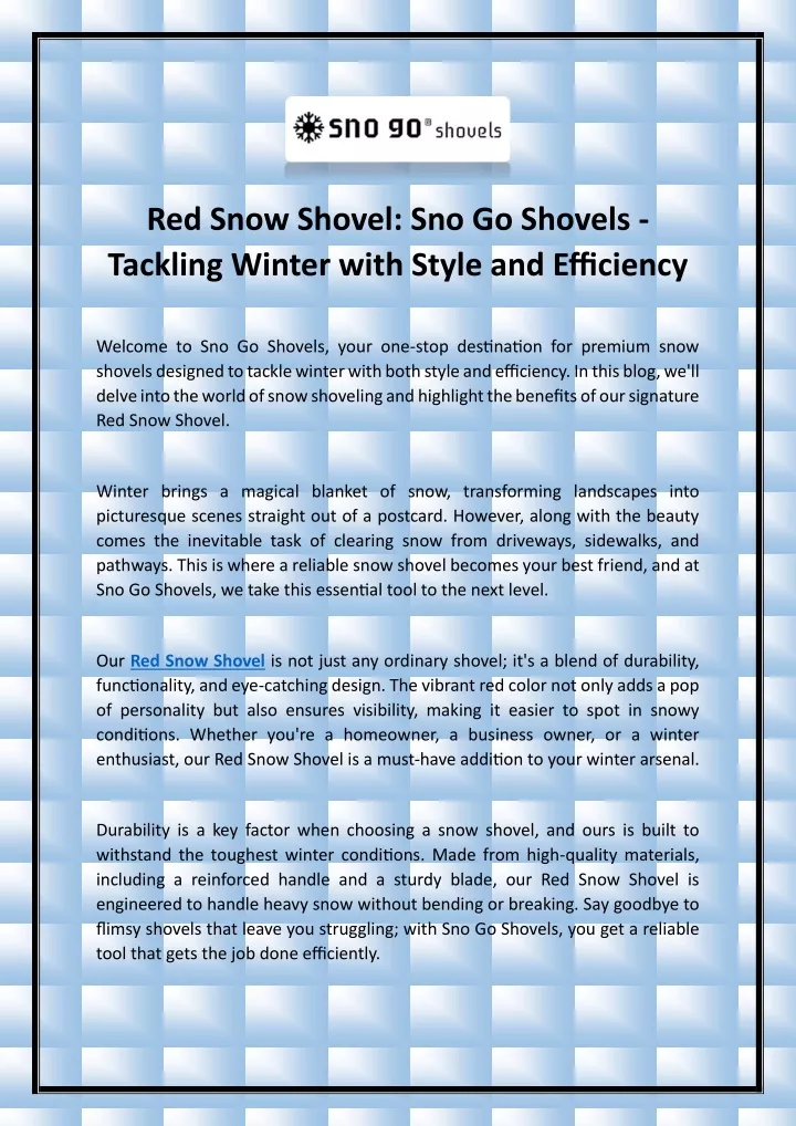 red snow shovel sno go shovels tackling winter