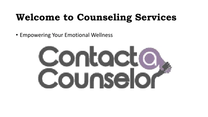 welcome to counseling services