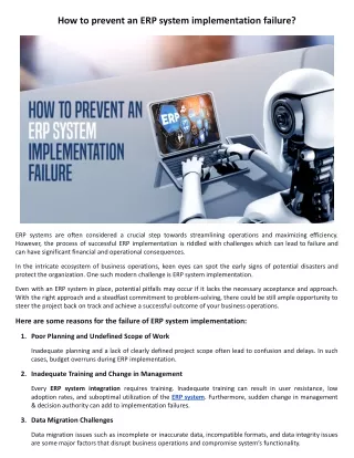 How to prevent an ERP system implementation failure