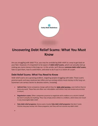 Uncovering Debt Relief Scams: What You Must Know