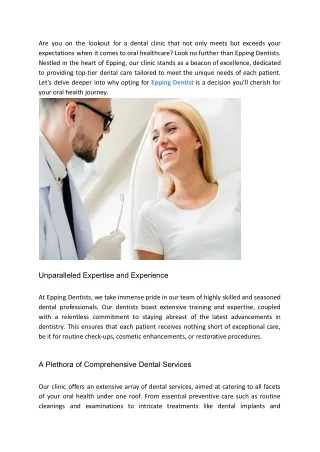 Why Epping Dentists Are the Perfect Choice for Your Oral Health