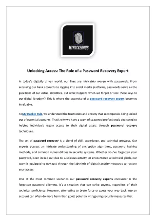 Unlocking Access: The Role of a Password Recovery Expert