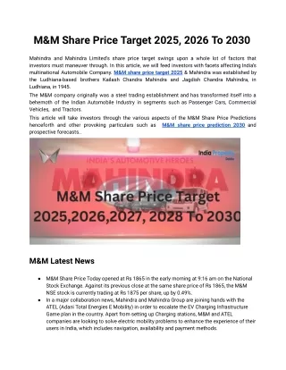 m m share price target 2025 2026 to 2030