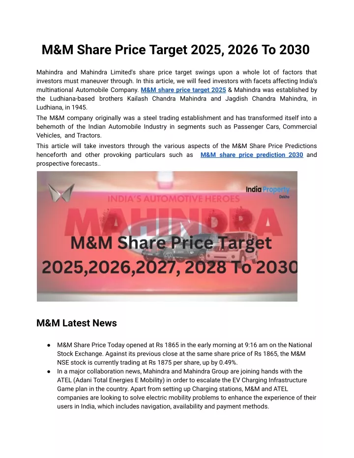 m m share price target 2025 2026 to 2030