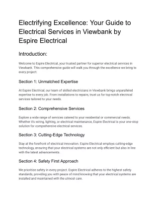 Espire Electrical: Your Trusted Electrician in Viewbank