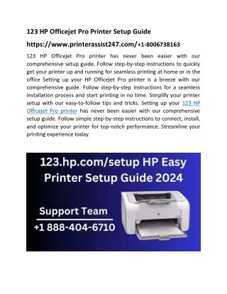 123 HP Officejet Pro Printer Setup Guide